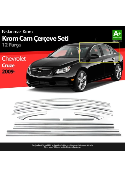 Chevrolet Cruze SD Krom Cam Çerçeve Seti 12 Prç 2009-2019 A+ Kalite