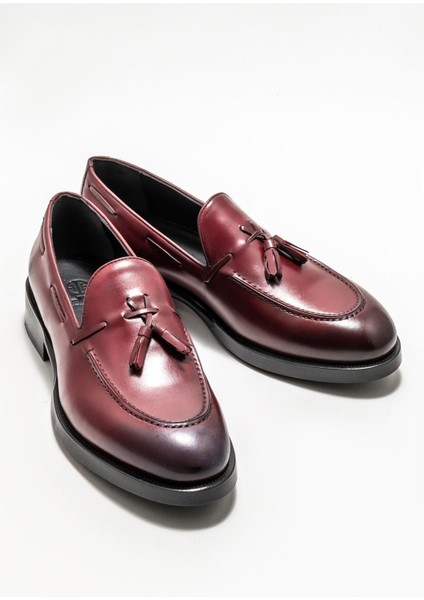 Bordo Deri Erkek Loafer