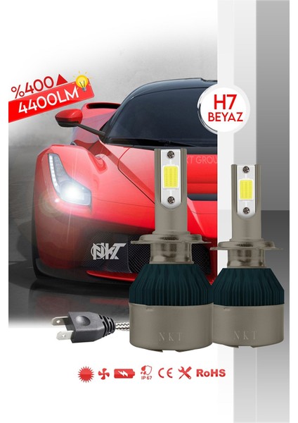 Opel Corsa C - D - E Kısa Far Nkt LED Şimşek Etkili Beyaz H7