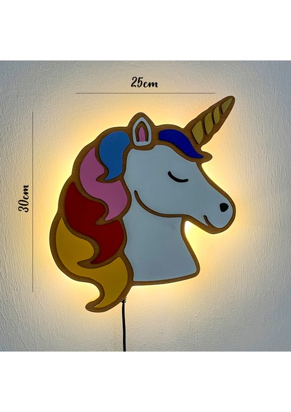 Çocuk Odası Unicorn Ahşap Duvar Lambası