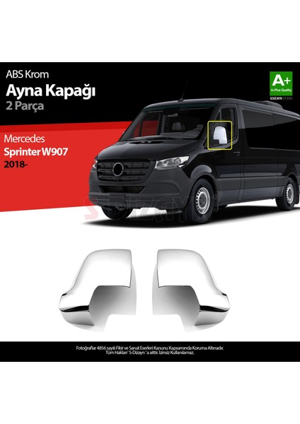 Mercedes Sprinter W907 Abs Krom Ayna Kapağı 2 Prç. 2018 Üzeri A+ Kalite