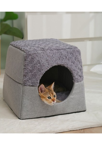 Yeni Sonbahar ve Kış Ürünleri, Basit Gri Eklenmiş Kare Yuvarlak Yuva Evcil Hayvan Kedi Yuvası Köpek Yuvası Kapalı Sıcak Kedi Odası (Yurt Dışından)