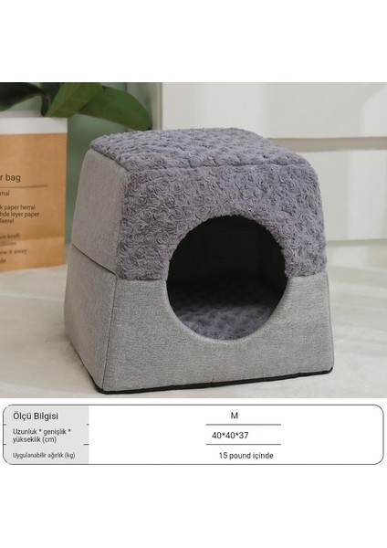 Yeni Sonbahar ve Kış Ürünleri, Basit Gri Eklenmiş Kare Yuvarlak Yuva Evcil Hayvan Kedi Yuvası Köpek Yuvası Kapalı Sıcak Kedi Odası (Yurt Dışından)