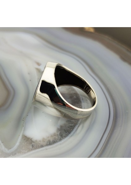 925 Ayar Gümüş Mavi Mineli Kelime-I Tevhid Yazılı Erkek Yüzük indirimleri