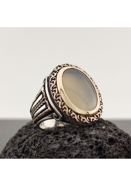 925 Ayar Gümüş Yemen Akik Taşlı Erkek Yüzük