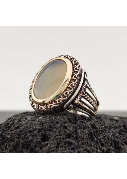 925 Ayar Gümüş Yemen Akik Taşlı Erkek Yüzük fiyatları