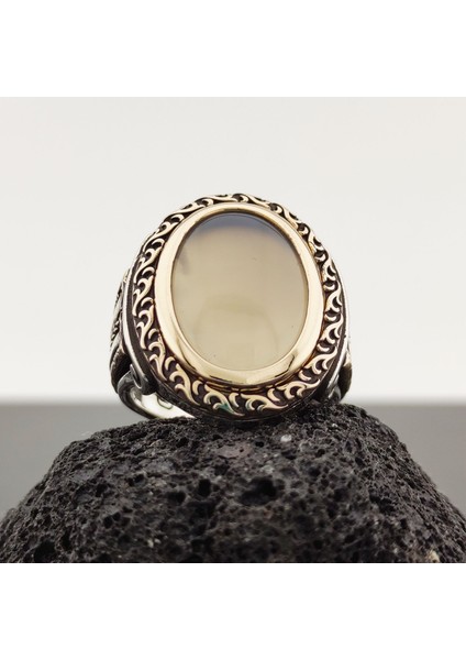 925 Ayar Gümüş Yemen Akik Taşlı Erkek Yüzük modelleri