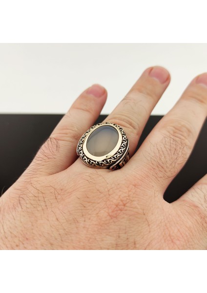 925 Ayar Gümüş Yemen Akik Taşlı Erkek Yüzük fırsatları