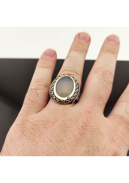 925 Ayar Gümüş Yemen Akik Taşlı Erkek Yüzük indirimleri