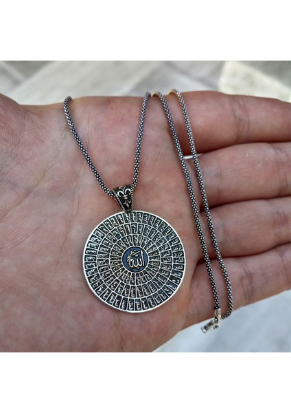 925 Ayar Gümüş Esmaül Hüsna Yazılı Madalyon Kolye fırsatları