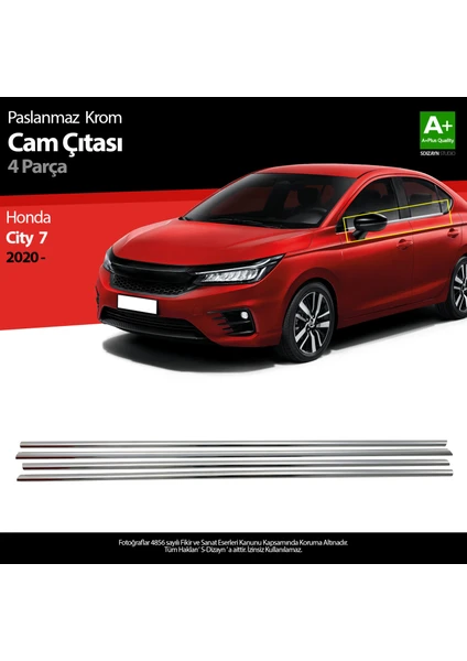 Honda City Krom Cam Çıtası 4 Prç. 2020 Üzeri A+ Kalite