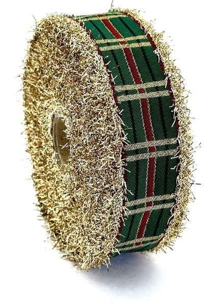 Altın Saçaklı Dokuma Yılbaşı Kurdelesi (25MM Genişlik - 10MT Uzunluk) fiyatları