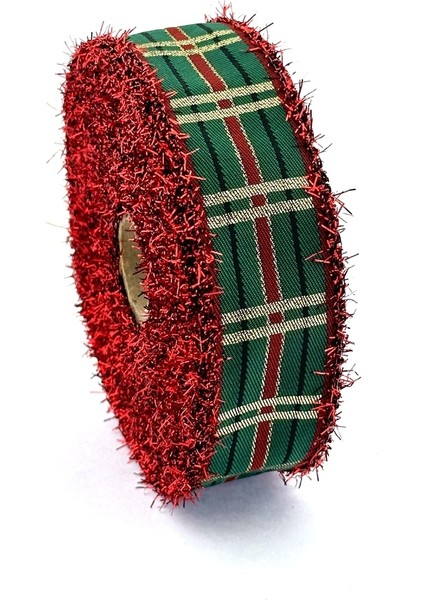 Kırmızı Saçaklı Dokuma Yılbaşı Kurdelesi (25MM Genişlik - 10MT Uzunluk) fiyatları