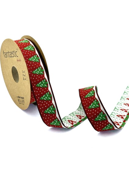 Çam Ağacı / Yılbaşı Desen Dokuma Kurdele (22MM Genişlik - 10MT Uzunluk)