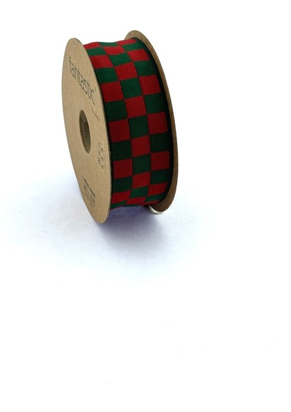 Dama Desen/ekose Yeşil Kırmızı Kurdele (3cm Genişlik - 10MT Uzunluk) fiyatları