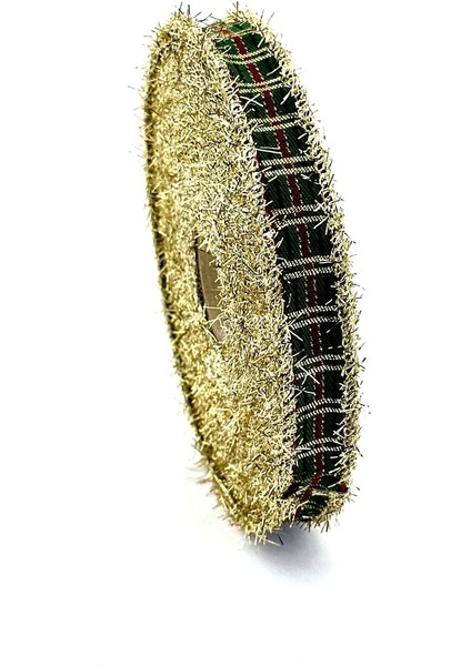 Altın Saçaklı Dokuma Yılbaşı Kurdelesi (16MM Genişlik - 10MT Uzunluk) fiyatları