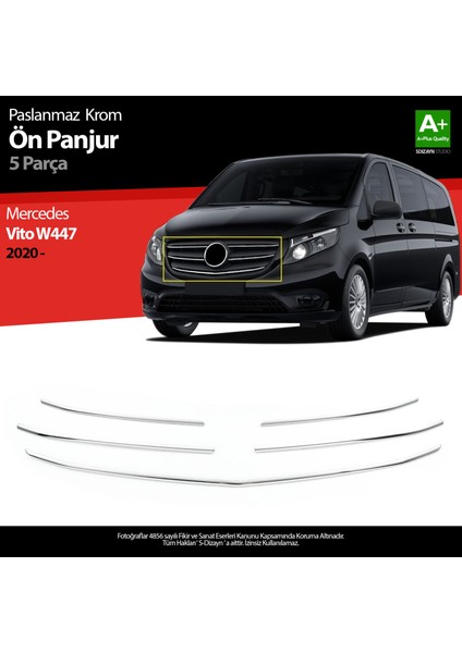 Mercedes Vito W447 Krom Ön Panjur 5 Prç. 2020 Üzeri A+ Kalite