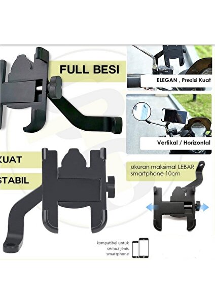 Alüminyum Gövdeli Metal Ayna Bağlantılı Motosiklet Telefon Tutucu 7 Inç Xl