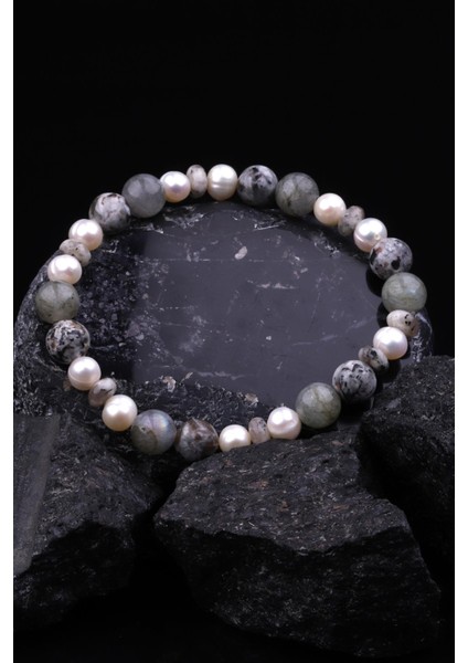 Yooperlite - Inci - Labradorit Doğal Taş Tasarım Bileklik