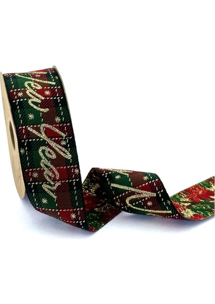 Happy New Year Altın Simli Dokuma Yılbaşı Kurdelesi (40MM Genişlik - 10MT Uzunluk)