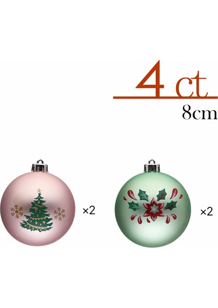 New Year Yılbaşı Pretty Ağaç Süsü Seti 4 Parça 8 cm indirimleri