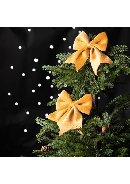 New Year Yılbaşı Ribbon Gold Ağaç Kurdelesi 12X13 cm