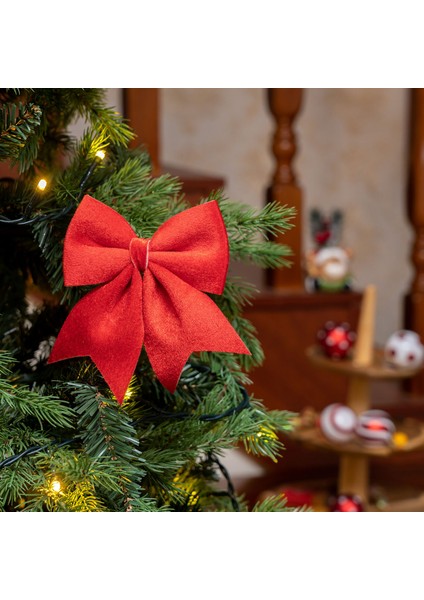 New Year Yılbaşı Ribbon Kırmızı Ağaç Kurdelesi 12X13 cm fiyatları