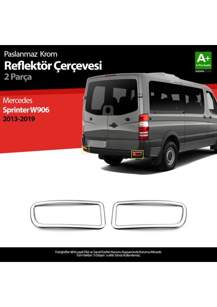 Mercedes Sprinter W906 Krom Arka Reflektör Çıtası 2 Prç. 2013-2018 A+ Kalite