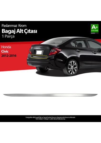 Honda Civic Krom Bagaj Alt Çıta 2012-2016