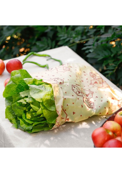 2'li Balmumlu Kese Set - Bereket Desen - Tekrar Kullanılabilen Balmumlu Yiyecek Saklama Kesesi modelleri