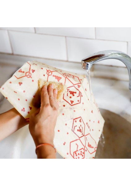 2'li Balmumlu Kese Set - Bereket Desen - Tekrar Kullanılabilen Balmumlu Yiyecek Saklama Kesesi indirimleri