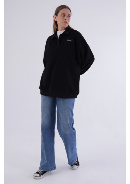 Polo Yaka  Oversize Sweatshirt