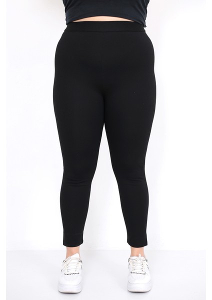 Siyah Yüksek Bel Toparlayıcı Çelik Örme Büyük Beden Kışlık Kalın Tayt fiyatları