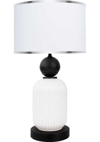 Lotus Opal Black - White Cam Abajur