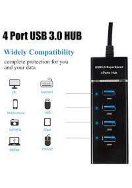 4 Port Usb 3.0 Hub Splitter Pc Dizüstü Bilgisayar Laptop Uyumlu Çoklu Çoğaltıcı 5gbps laptop notebook bilgisayar Uyumlu