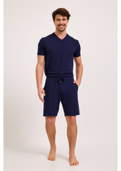 Erkek Silver V Yaka Pijama Üst Lacivert