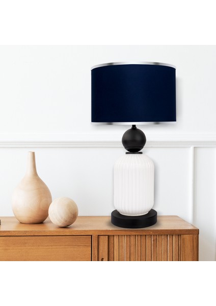 Lotus Opal Black - White Cam Abajur