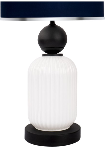 Lotus Opal Black - White Cam Abajur