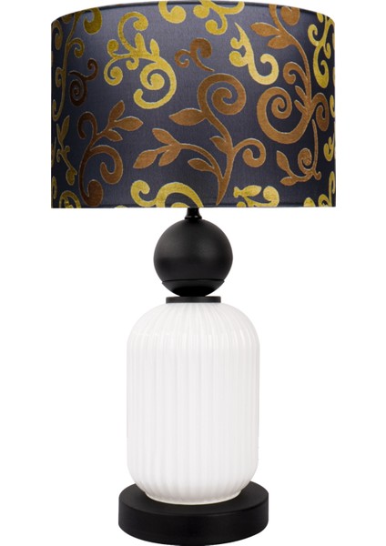 Lotus Opal Black - White Cam Abajur