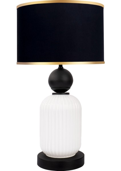 Lotus Opal Black - White Cam Abajur