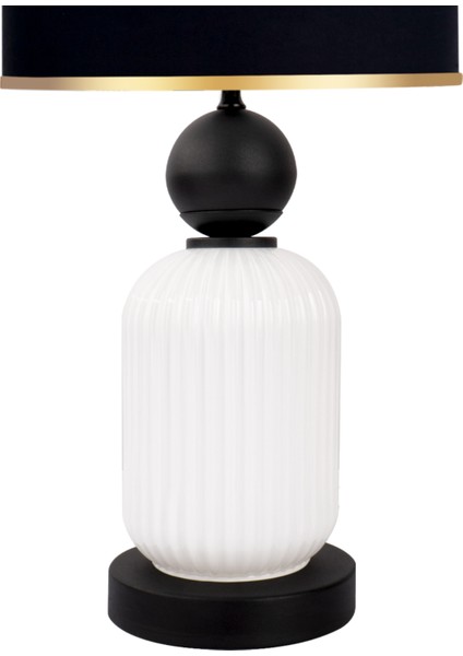 Lotus Opal Black - White Cam Abajur