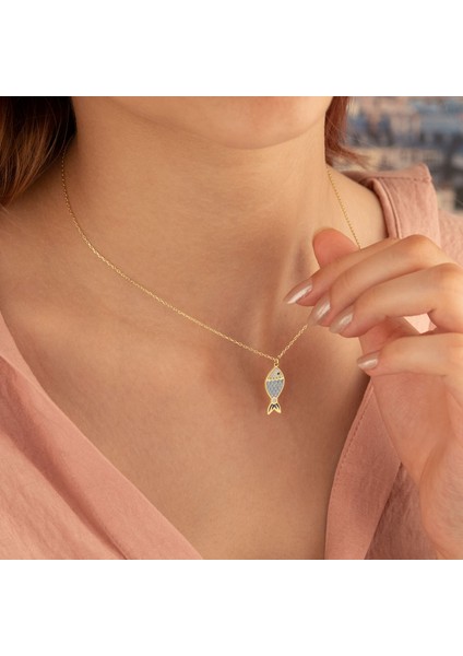 Mineli Origami Balık Gümüş Kolye modelleri