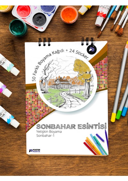 Sonbahar Esintisi Yetişkin Boyama Kitabı, Mandala Boyama Kitabı, Boyama Defteri, Boyama Sayfaları