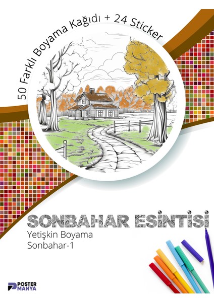 Sonbahar Esintisi Yetişkin Boyama Kitabı, Mandala Boyama Kitabı, Boyama Defteri, Boyama Sayfaları modelleri