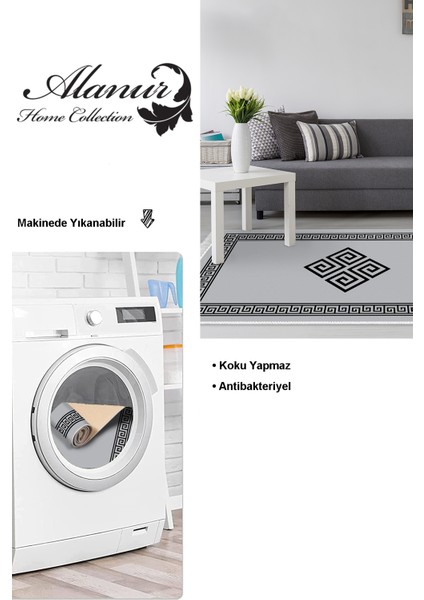 Dijital Salon Halısı Yıldız Deri Kaymaz Taban Saçaklı Modern Kathryn Gri modelleri
