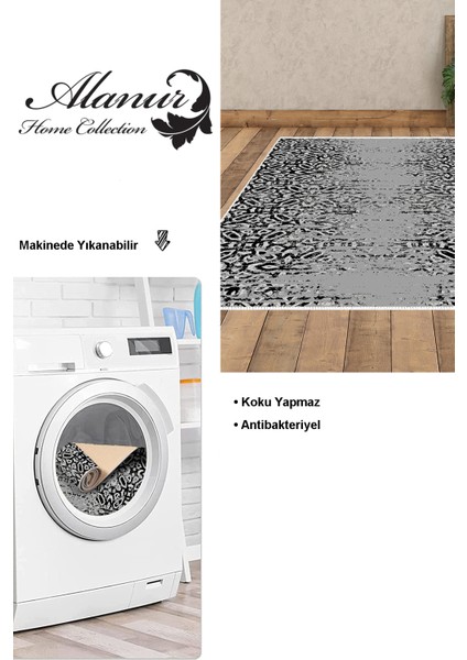 Dijital Salon Halısı Yıldız Deri Kaymaz Taban Iskandinav Terceiro Gri