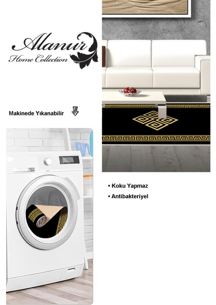 Dijital Salon Halısı Yıldız Deri Kaymaz Taban Saçaklı Modern Kathryn Gold modelleri