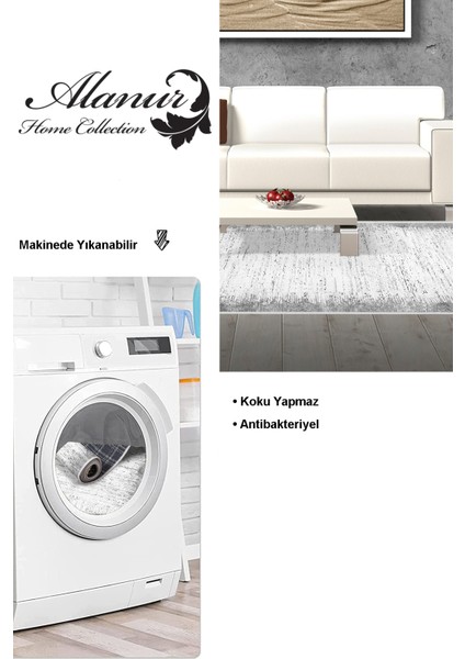 Dijital Salon Halısı Star Pamuk Kaymaz Taban Saçaklı Modern Evelina Gri modelleri