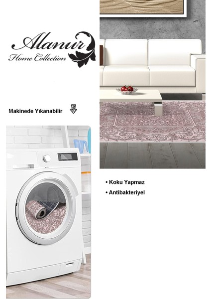 Dijital Salon Halısı Star Pamuk Kaymaz Taban Saçaklı Modern Katrina Pudra modelleri