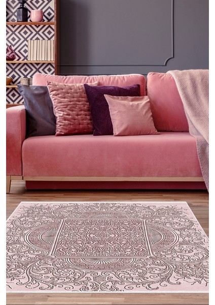 Dijital Salon Halısı Trend Keçe Kaymaz Taban Modern Katrina Pudra